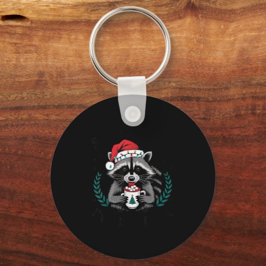 Sorry Santa I've Been Feral Christmas Holiday Racc Sleutelhanger (Voorkant)