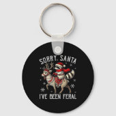 Sorry Santa I've Been Feral Christmas Holiday Racc Sleutelhanger (Voorkant)
