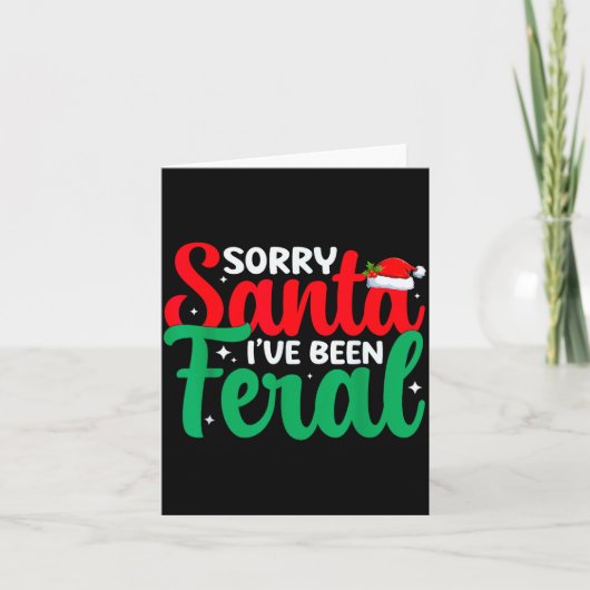 Sorry Santa I've Been Feral Funny Retro Christmas  Kaart (Voorkant)