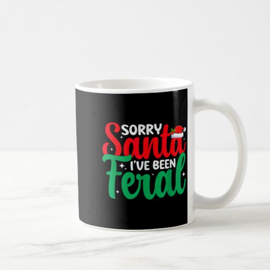 Sorry Santa I've Been Feral Funny Retro Christmas  Koffiemok (Rechts)