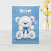 Sorry, schattige teddy die een bloem vasthoudt kaart (Gele Bloem)