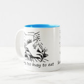 Sorry, te druk om te eten tweekleurige koffiemok (Voorkant links)