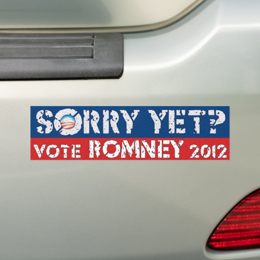 Sorry toch? Stemming: Romney Bumpersticker (Op auto)