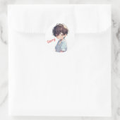 Sorry trieste Schattigee Anime Boy Ronde Sticker (Tas)