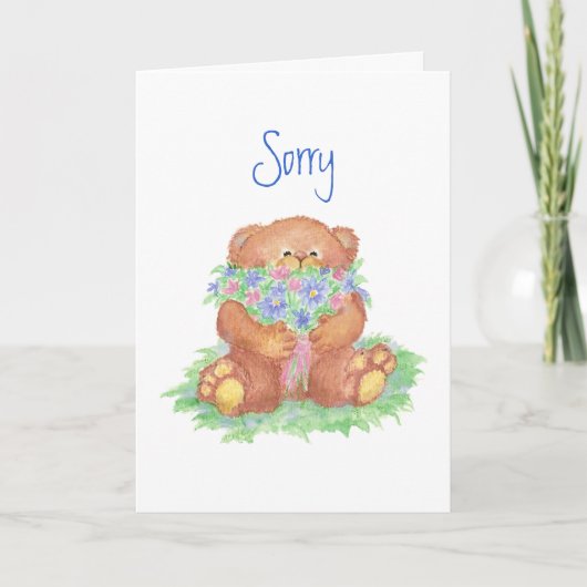 Sorry, vergeef me, Teddy Bear Flowers Kaart (Voorkant)