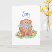 Sorry, vergeef me, Teddy Bear Flowers Kaart (Gele Bloem)