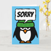 Sorry verontschuldigingskaart met grappige pinguïn kaart (Gele Bloem)