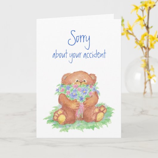 Sorry voor Accident FlowersTeddy Beer  Kaart (Gele Bloem)