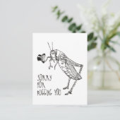 Sorry voor afluisteren:  sprinkhaan / cricket briefkaart (Staand voorkant)