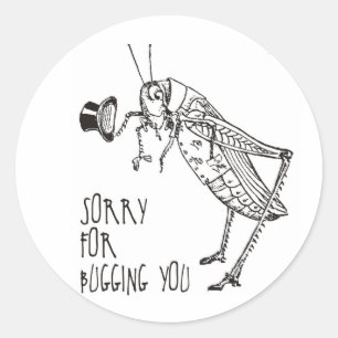 Sorry voor het afluisteren: sprinkhaan / cricket ronde sticker