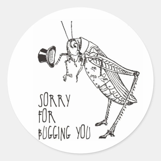 Sorry voor het afluisteren:  sprinkhaan / cricket ronde sticker (Voorkant)