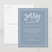 Sorry voor het ongemak | Annulering of uitstel Aankondigingskaart (Voorkant / Achterkant)