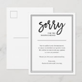 Sorry voor het ongemak | Annulering of uitstel Aankondigingskaart (Voorkant / Achterkant)