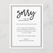 Sorry voor het ongemak | Annulering of uitstel Aankondigingskaart (Voorkant)
