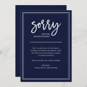 Sorry voor het ongemak | Annulering of uitstel Kaart (Voorkant / Achterkant)