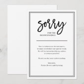 Sorry voor het ongemak | Annulering of uitstel Kaart (Voorkant / Achterkant)