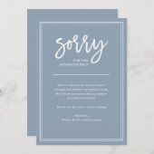 Sorry voor het ongemak | Annulering of uitstel Kaart (Voorkant / Achterkant)