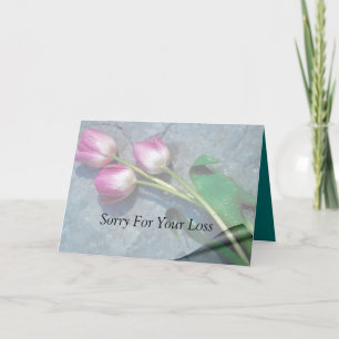 Sorry voor het verlies van roze tulpen kaart