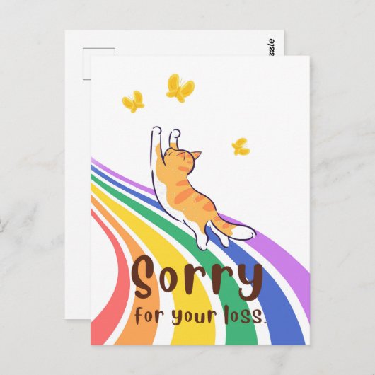 Sorry voor het verlies van uw kat-postkaart briefkaart (Voorkant / Achterkant)