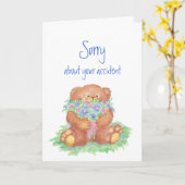 Sorry voor je ongeluk Teddy Bear Flowers Kaart (Gele Bloem)
