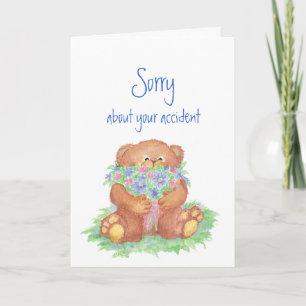 Sorry voor je ongeluk Teddy Bear Flowers Kaart