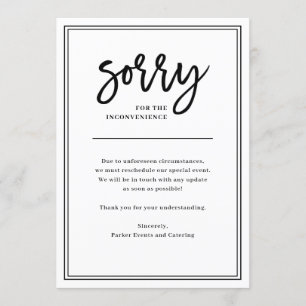 Sorry voor ongemak   Annulering of uitstel Kaart