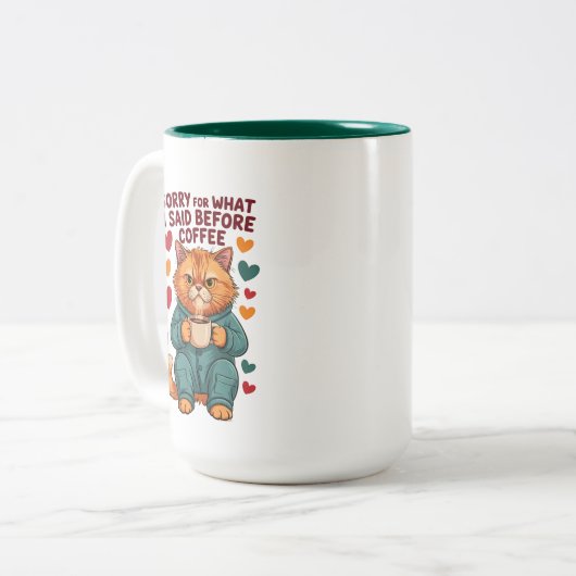 Sorry voor wat ik zei voor koffie tweekleurige koffiemok (Voorkant links)