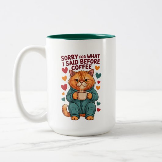 Sorry voor wat ik zei voor koffie tweekleurige koffiemok (Links)