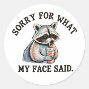Sorry Voor Wat Mijn Gezicht Zei Grappige Wasbeer Ronde Sticker