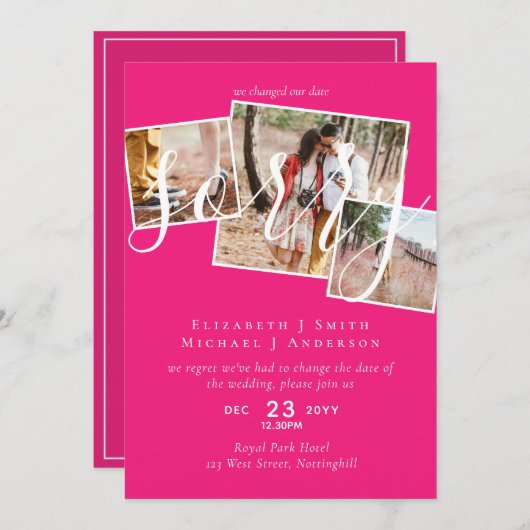 SORRY! Wedding-uitstel verandering van datum FOTO (Voorkant / Achterkant)