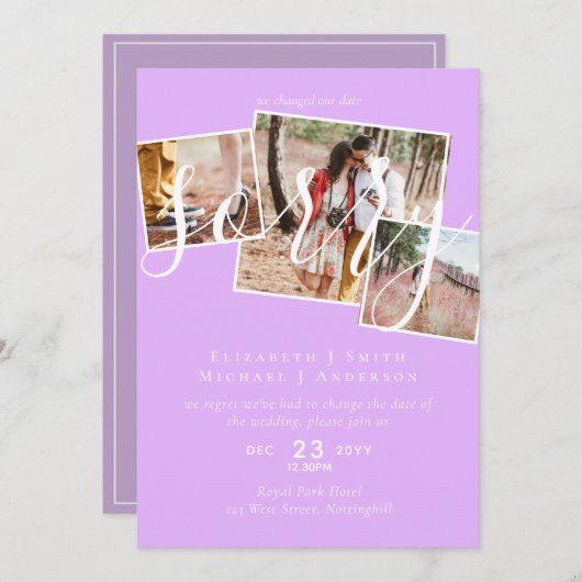 SORRY! Wedding-uitstel verandering van datum FOTO (Voorkant / Achterkant)