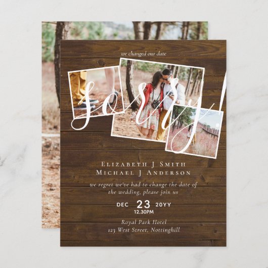 SORRY! Wedding-uitstel verandering van datum FOTO (Voorkant / Achterkant)