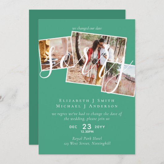 SORRY! Wedding-uitstel verandering van datum FOTO (Voorkant / Achterkant)