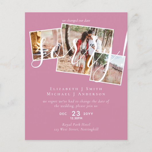 SORRY! Wedding-uitstel verandering van datum FOTO (Voorkant)