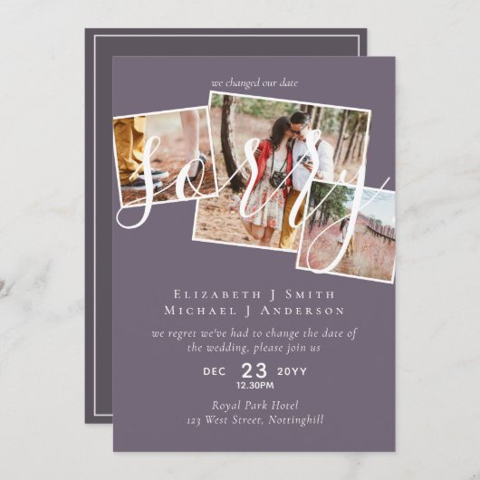 SORRY! Wedding-uitstel verandering van datum FOTO (Voorkant / Achterkant)