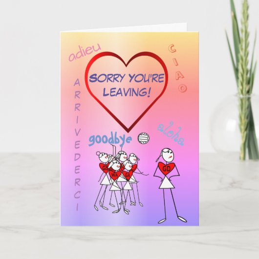Sorry You're Leaving Netball Goodbye Greeting Kaart (Voorkant)