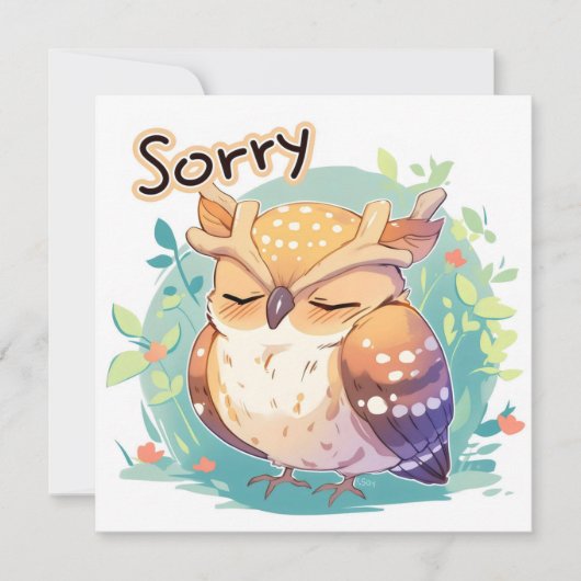 Sorry Zachte Uil Vogel Feestdagenkaart (Voorkant)
