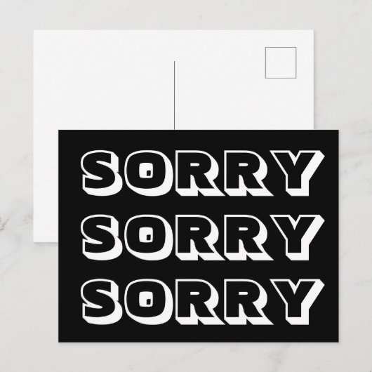 Sorry, zwart wit, modern vet briefkaart (Voorkant / Achterkant)