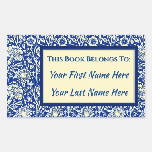 Sorta Blue Calico gepersonaliseerde boekenplaten Rechthoekige Sticker (Voorkant)