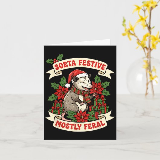 Sorta Festive Mostly Feral Ossum Funny Christmas H Kaart (Gele Bloem)