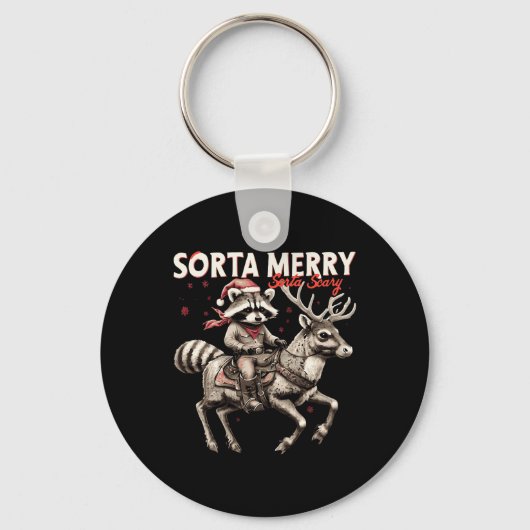Sorta Merry Sorta Enge Kerst Grappige Wasbeer Ri Sleutelhanger (Voorkant)