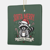 Sorta Merry Sorta Feral Christmas Raccoon Xmas Keramisch Ornament (Links)