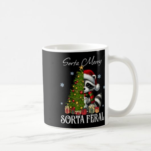 Sorta Merry Sorta Feral Raccoon Hot Cocoa Cup Chri Koffiemok (Rechts)