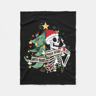 Sorta Merry Sorta Scary Skeleton Hot Cocoa Kerst Fleece Deken