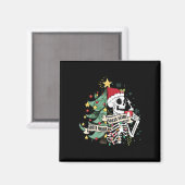 Sorta Merry Sorta Scary Skeleton Snow Christmas Xm Magneet (Voorkant / Achterkant)