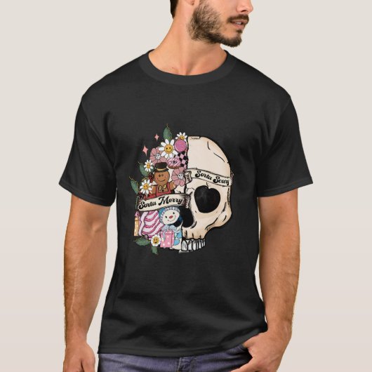 Sorta Merry Sorta Scary Spooky Christmas Gothic Sk T-shirt (Voorkant)
