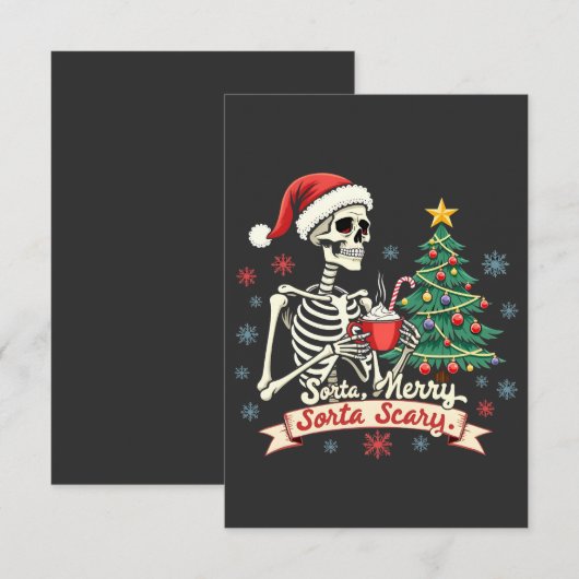 Sorta Merry Sorta Scary Spooky Skeleton Xmas Bedankkaart (Voorkant / Achterkant)