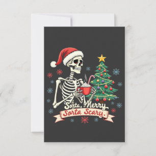 Sorta Merry Sorta Scary Spooky Skeleton Xmas Bedankkaart