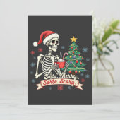 Sorta Merry Sorta Scary Spooky Skeleton Xmas Kaart (Staand voorkant)