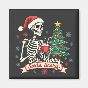 Sorta Merry Sorta Scary Spooky Skeleton Xmas Magneet